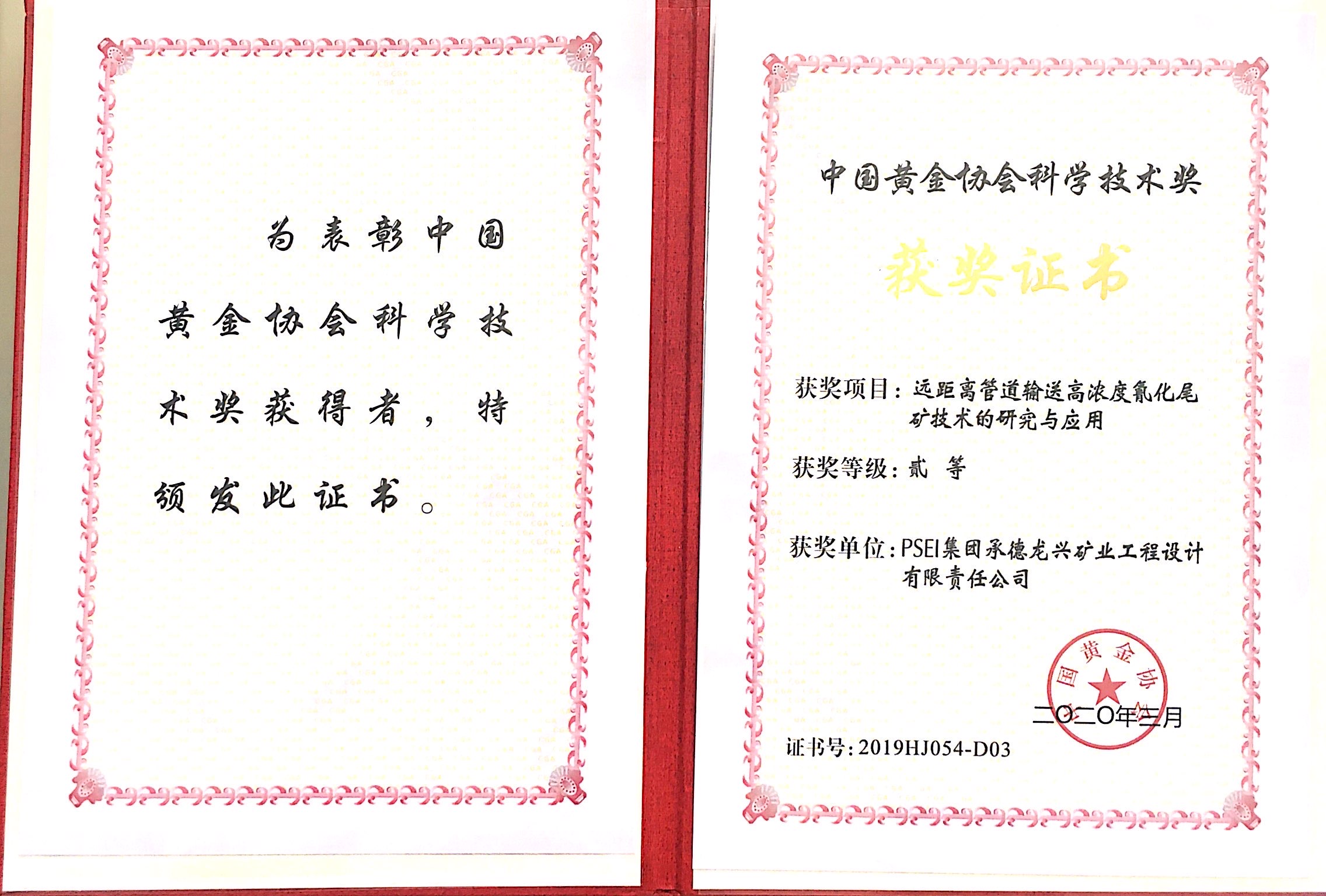 中国黄金协会科学技术奖-承德龙兴公司.JPG